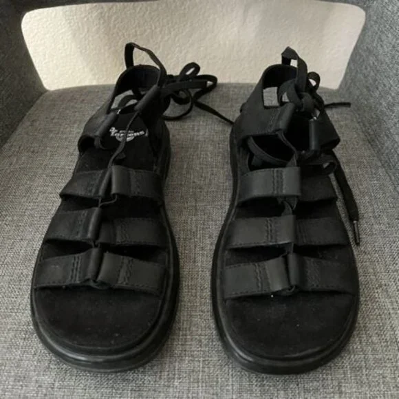 Dr. Martens Kristina Womens Black Gladiator Leather Sandals Size 7 SB04 - Picture 3 of 8